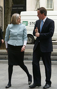 David Cameron with Theresa May, who was a member of the Shadow Cabinet from 1999 until 2010