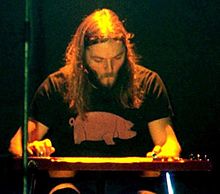 Gilmour playing lap steel guitar, 26 January 1977