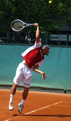 Ferrer serves at the 2009 French Open.