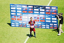 David Villa during his presentation as a Barcelona player.