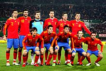 Villa (number 7) with the Spain team before a match against Austria.