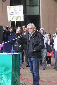 At the 2007 Global Day of Action event in Vancouver, B.C.. The sign in the background refers to the Greater Vancouver Gateway Program.