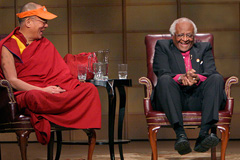 The 14th Dalai Lama and Archbishop Desmond Tutu, Nobel Peace Prize laureates. Vancouver, British Columbia, Canada. 2004.
