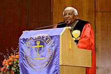 Tutu delivering the keynote address at the University of the Western Cape's New Member Recognition Event, 2009