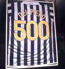 A commemorative shirt, celebrating Del Piero's 500th Juventus appearance.